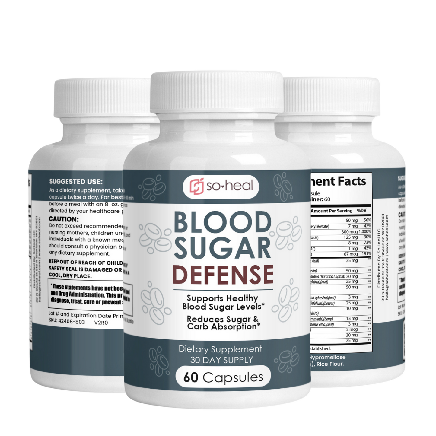 Sugar Shield Defense Supplement - Cinnamon, Chromium, Vanadium, Triple Protection for Heart, Metabolism, Energy - 60 Capsules, Made in USA