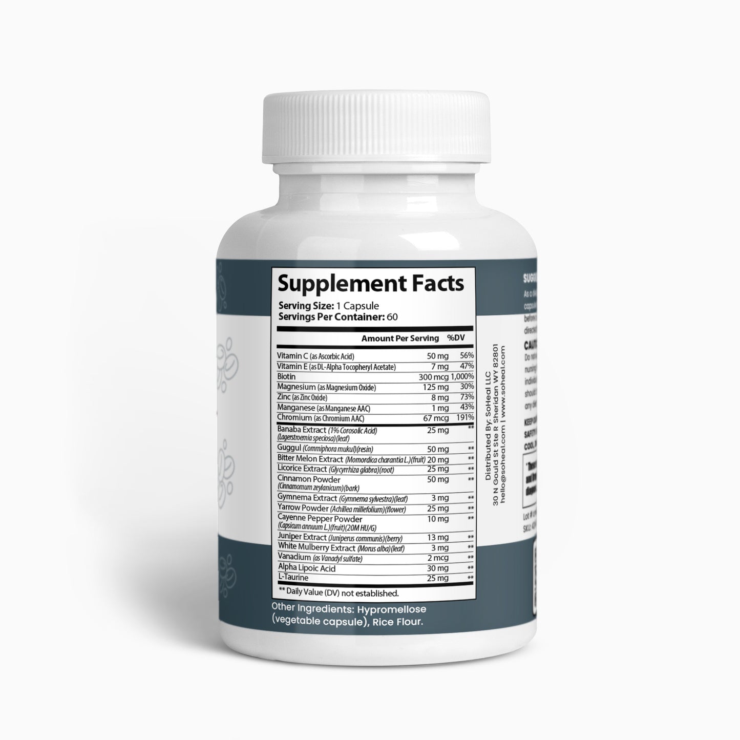 Sugar Shield Defense Supplement - Cinnamon, Chromium, Vanadium, Triple Protection for Heart, Metabolism, Energy - 60 Capsules, Made in USA