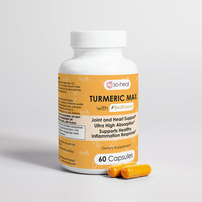 Turmeric Max with BioPerine (Black Pepper), 95% Curcuminoids, Glucosamine - Better Joint Health & Healthy Inflammation Response