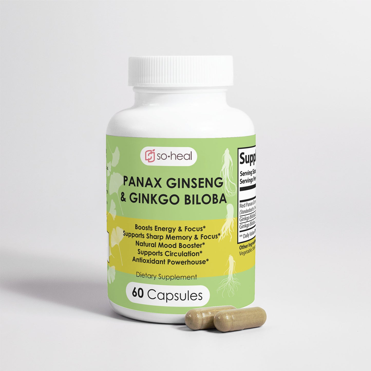 Panax Ginseng & Ginkgo Biloba - Energy Booster, Mental Clarity, and Natural Mood Booster