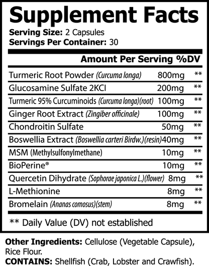 Turmeric Max with BioPerine (Black Pepper), 95% Curcuminoids, Glucosamine - Better Joint Health & Healthy Inflammation Response